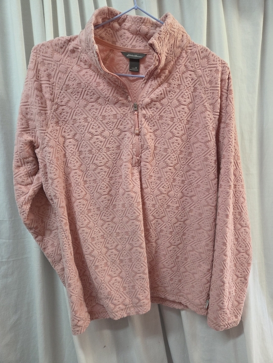 Eddie Bauer Tops - Eddie Bauer Dusty Pink Textured Half-Zip Fleece